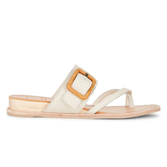 Dolce Vita Revolve Perris Ivory Embossed Sandals - Picture 1 of 7